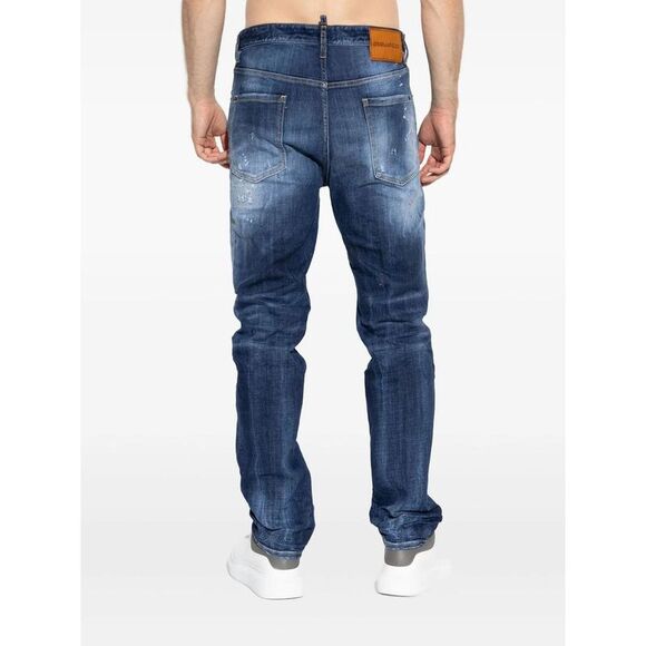DSQUARED2 Men's Distressed Paint Splatter Jeans Men BLUE Pants - Picture 4 of 5
